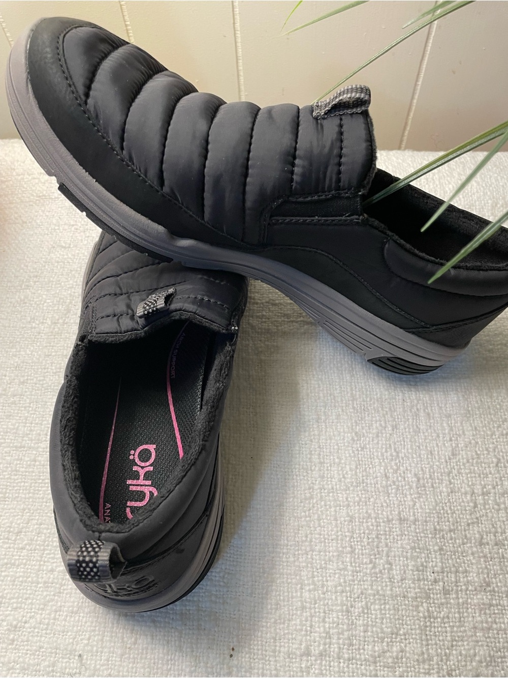 Ryka Black Quilted Slip-On Comfort Sneakers
